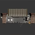 Mechanical Structural Design Featuring Wooden Pillars And Metal Frame Internal Components