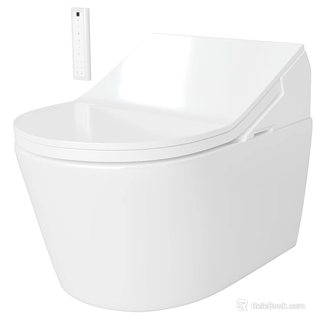 Modern White Smart Toilet with Sleek Design and Remote Control Functionality 3d model 