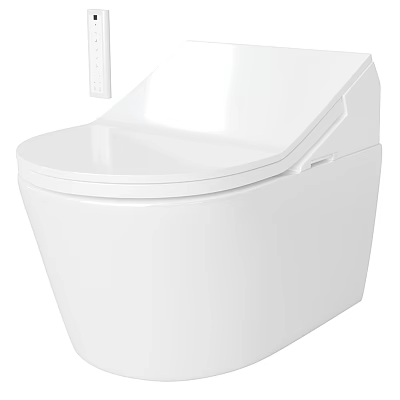 Modern White Smart Toilet with Sleek Design and Remote Control Functionality 3d model