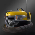 Yellow Electric Toy Bumper Car With Vintage Design Chrome Details And Steering Wheel