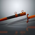 Adventurer Character Wielding Orange Handle Dagger With Black Sheath And Metal Blade