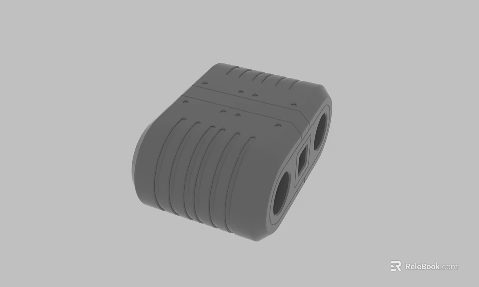 Gray Stool with Striped Design and Round Holes at the Bottom in Simple Modern Style 3d model 
