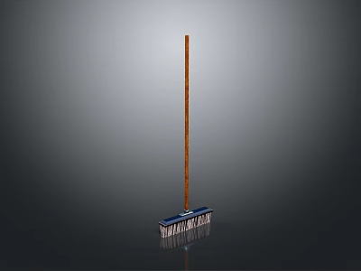 Durable Broom With Wooden Handle And Stiff Bristles For Home Floor Cleaning 3d model
