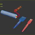Colorful Patterned Handle Paint Roller Scraper And Spatula Tools Set