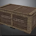 Wooden Supplies Crate With Metal Reinforced Strips And Solid Structure