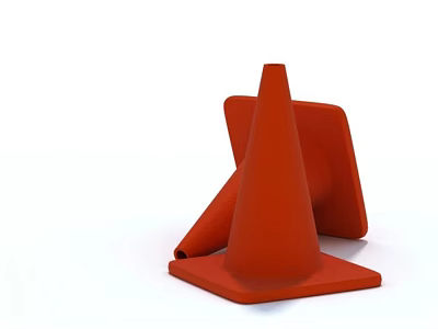 Orange Traffic Cones As Essential Public Road Safety Facilities With Stable Base And Reflective Surface 3d model