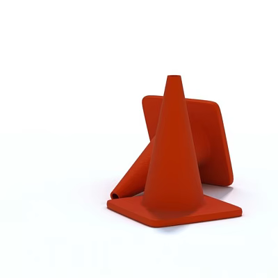 Orange Traffic Cones As Essential Public Road Safety Facilities With Stable Base And Reflective Surface 3d model