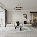 Modern Minimalist Living And Dining Room With Spacious Layout Comfortable Sofa And Bright Natural Light