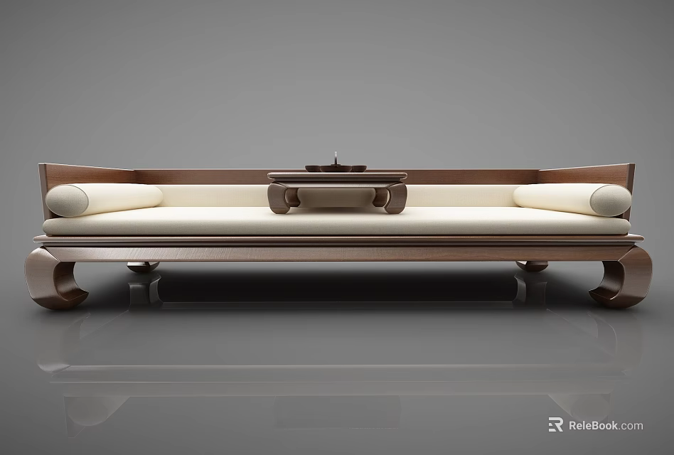 Contemporary Two seater Sofa In Beige Fabric With Sturdy Wooden Legs And Comfortable Cushions 3d model 