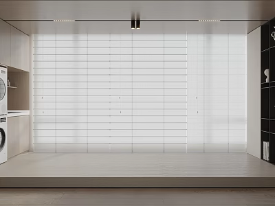 Modern Minimalist Interior With White Venetian Blinds And Natural Light 3d model