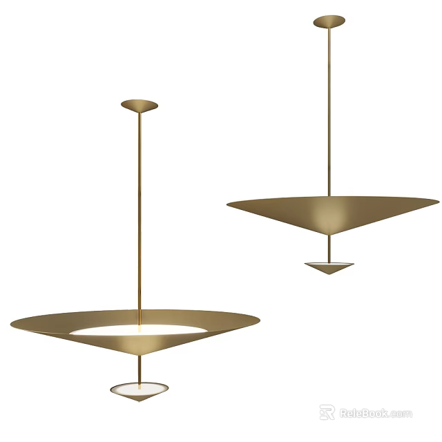 Minimalist Modern Gold Metal Pendant Lights With Unique Hanging Design And Stylish Shade Structure 3d model 