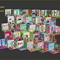 Colorful Cartoon Scene With Multi Layered Room Models And Various Furniture Like Beds Sofas Bookshelves