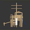 Safe Wooden Kids Play Structure With Swing Slide And Climbing Frame Components 3d model