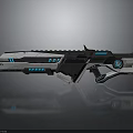 Futuristic Sci Fi Gun With Blue Lights Digital Display And Sleek Metallic Design