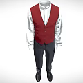 Red Vest With White Shirt And Dark Pants Formal Attire Outfit
