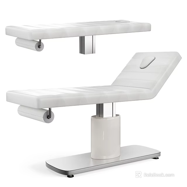 White Modern Massage Bed with Metal Frame and Adjustable Backrest for Spa Use 3d model 