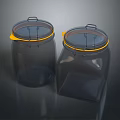 Transparent Glass Storage Jars With Yellow Seal And Metal Clip Lids