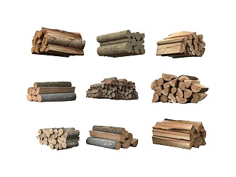 wood firewood pile 3d model