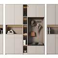 Modern Shoe Cabinet Interior Design With Open Shelf Storage And Decorative Items