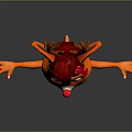 Cartoon Deer Character With Antlers Pink Ears Red Eyes Collar And Outstretched Arms