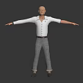 Man Wearing White Shirt Gray Plaid Pants With Brown Belt And Shoes
