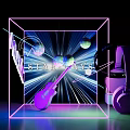Neon Themed Music Photo Check in Spot With STAR DAYS Text Guitar Disco Balls Headphones