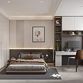 Modern Bedroom Interior Design With Cozy Bed Nightstand And Wall Art 3d model