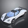 White And Black Sports Car With Sleek Design Rear Spoiler And Black Wheels