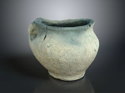 Handcrafted Clay Sculpture Vessel With Rough Texture And Two Handles Design 3d model