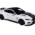 White Sports Car With Black Roof Racing Stripes Red Interior And Black Wheels