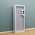 White Locker Cabinet With Digital Screen Multiple Storage Compartments For Organizing Small Items 3d model