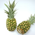 Juicy Fresh Ripe Pineapples With Green Leaves On White Surface