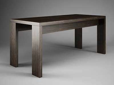 Dark Wood Office Desk With Simple Design And Sturdy Legs For Workspace 3d model