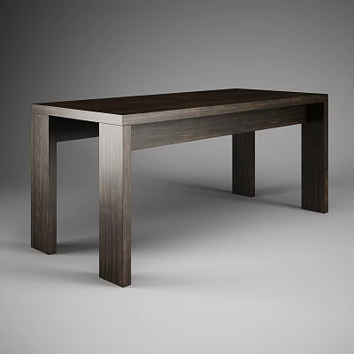 Dark Wood Office Desk With Simple Design And Sturdy Legs For Workspace 3d model