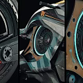 Futuristic Sleek Motorcycle Design With LED Lights Large Tires And Metallic Finish