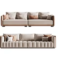 Modern Beige Fabric Sectional Sofa With Multiple Colored Accent Cushions And Comfortable Design 3d model