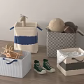 Multifunctional Storage Baskets with Striped Herringbone Patterns for Toys Balls and Clothes 3d model