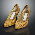 Women's Golden Leopard Print High Heels By Roger Vivier Elegant Fashion Footwear Design
