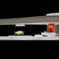 Modern Car Showroom Interior With Green Sports Car Display Platform And Lounge Area
