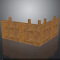 Rustic Wooden Fence Structure With Vertical Planks And Corner Posts
