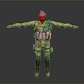 Military Tactical Figure In Camouflage Uniform With Helmet And Arms Outstretched