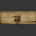 Intricately Carved Wooden Decorative Chest With Floral Patterns And Metal Handle