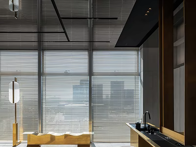 Modern Café Interior Design With Open Layout Large Windows And Wooden Counter 3d model