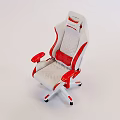 Ergonomic White And Red Office Chair With Padded Armrests And Rolling Base