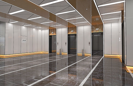 Modern elevator hall 3d model