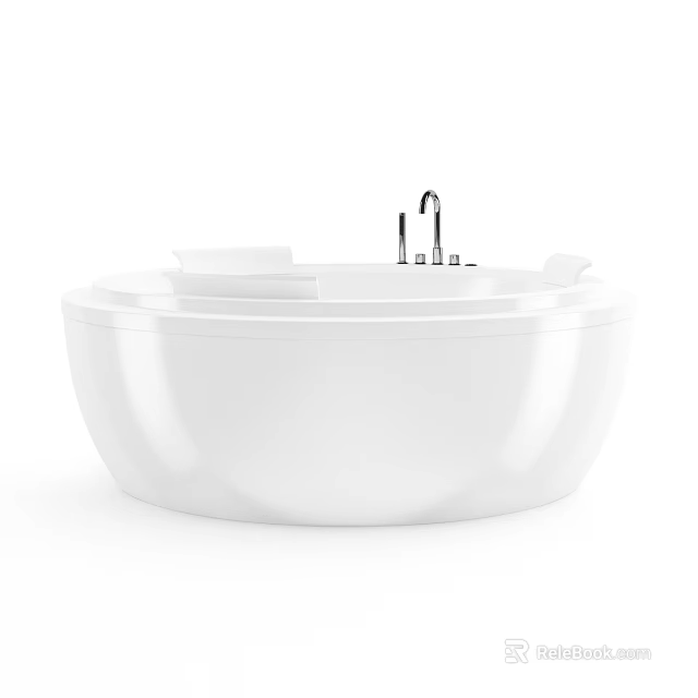 Modern White Round Washbasin With Faucet And Side Storage Shelves 3d model 