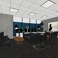 Hotel Public Lounge With Comfortable Sofas Wooden Coffee Tables City Night View And Wall Paintings
