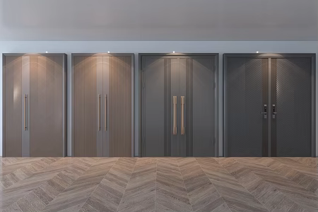 Modern double door combination metal door 3d model