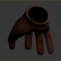 Brown Leather Glove Sculpture Carving with Realistic 3D Rendered Dark Gradient Background