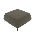 Modern Upholstered Sofa Stool With Beige Fabric And Black Slender Legs